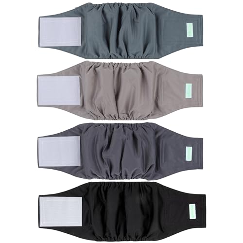 wegreeco Bauchbänder für männliche Hunde, waschbar, super saugfähiges Bauchband für Rüden, Grün, Braun, Schwarz, Grau, Größe M, 4 Stück wegreeco Bauchbänder für männliche Hunde, waschbar, super saugfähiges Bauchband für Rüden, Grün, Braun, Schwarz, Grau, Größe M, 4 Stück von wegreeco