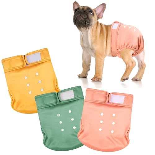 wegreeco Frenchie Hundewindeln für Damen, ohne Schwanzloch, waschbar, für französische Welpen, Bulldoggen, Hündinnen für Periodenhitze (Morandi-HLF, XL) von wegreeco