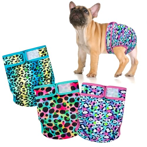 wegreeco Hundewindeln für Hündinnen, ohne Schwanzloch, wiederverwendbare französische Bulldogge, Windeln für weibliche Hunde (Kuhmuster, Größe XX-Large) von wegreeco
