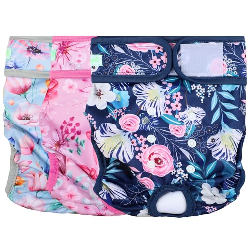 wegreeco Waschbare, wiederverwendbare Premium-Hundewindeln, 3 Stück, kleine Hundewindeln für Welpen, Hündinnen, Hündinnen in Hitze von wegreeco