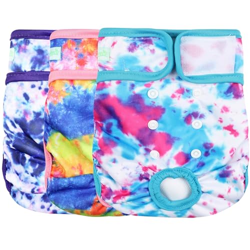 wegreeco Waschbare, wiederverwendbare Premium-Hundewindeln, 3 Stück, kleine Hundewindeln für Welpen und Hunde, Hündinnen, mehrfarbig, Größe L wegreeco Waschbare, wiederverwendbare Premium-Hundewindeln, 3 Stück, kleine Hundewindeln für Welpen und Hunde, Hündinnen, mehrfarbig, Größe L von wegreeco