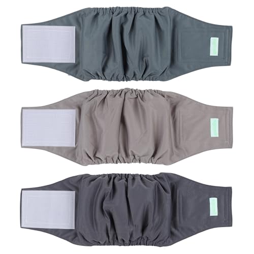 wegreeco Waschbares Bauchband für männliche Hunde (stilvolles Muster) – 3 Stück – waschbare Bauchwickel für männliche Hunde, Hundewindeln (Morandi, groß) von wegreeco