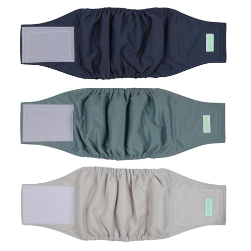 wegreeco Waschbares Bauchband für männliche Hunde (stilvolles Muster) – 3 Stück – waschbare Bauchwickel für männliche Hunde, Hundewindeln für männliche Hunde (Blau, Grün, Champagner, klein) von wegreeco