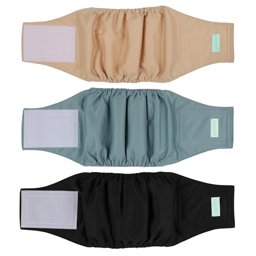 wegreeco Waschbares Bauchband für männliche Hunde (stilvolles Muster) – 3 Stück – waschbare Bauchwickel für männliche Hunde, Hundewindeln für männliche Hunde (Schwarz, Blau, Kaffee, Größe M) von wegreeco