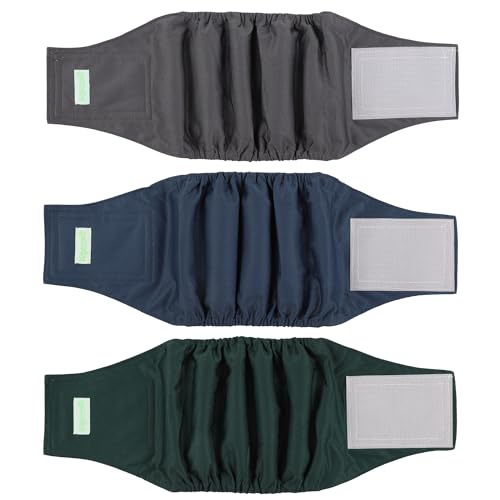 wegreeco Waschbares Bauchband für männliche Hunde (stilvolles Muster) – 3 Stück – waschbare Bauchwickel für männliche Hunde, Hundewindeln für männliche Hunde (blau, grün, anthrazit, mittel) von wegreeco