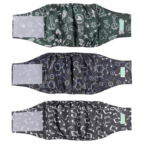 wegreeco Waschbares Bauchband für männliche Hunde (stilvolles Muster) – 3 Stück – waschbare Bauchwickel für männliche Hunde, Hundewindeln für männliche Hunde (cooles Design, mittel) von wegreeco