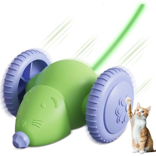 weiclianhp Magic Maus Katze Elektrische Interaktive Spielmaus mit Federschwanz – USB-Wiederaufladbares Katzenspielzeug gegen Langeweile, Automatische Bewegungen für Indoor-Katzenaktivität von weiclianhp