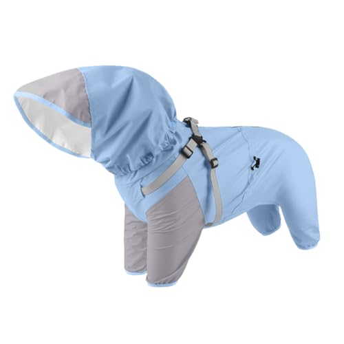 weiting Hunderegenjacke Wasserdicht, Welpen Regenponcho Mit Kapuze Und Anpassbarer Passform, Reflektierende Verstellbare Regenbekleidung Mit Kapuze Für Hunde In Größen M Bis XL Sowie Welpen Für von weiting