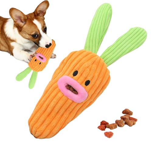 weiting Karotten-Leckerli-Stuffer-Hundespielzeug,Plüsch-Karotten-Hundespielzeug - Unzerstörbares Kauspielzeug für Hunde,Weiches, lustiges, quietschendes, verschleißfestes, süßes von weiting