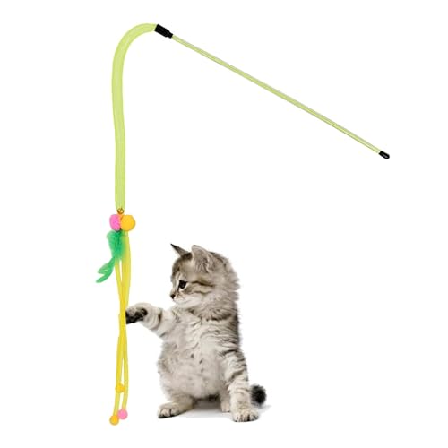 weiting Katzen-Zauberstab-Spielzeug, Katzen-Angelrute-Spielzeug - Katzenfeder-Teaser mit Glöckchen - Katzen-Angelrute, Katzen-Zauberstab, Katzenstock-Spielzeug für Katzenübungen im Freien und im von weiting