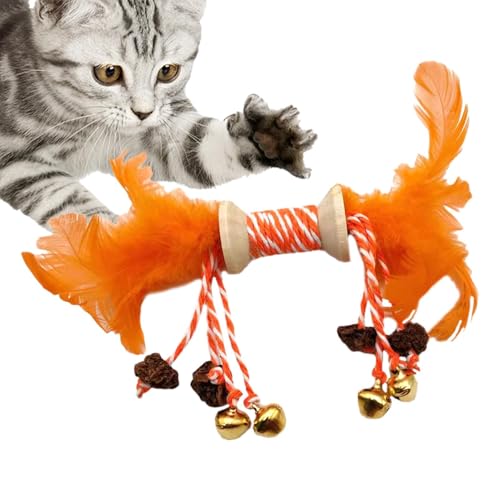 weiting Katzenfeder-Kauspielzeug, Katzenzahnreinigungsspielzeug, Kauspielzeug für zahnende Katzen, Bissfestes mittelgroßes Katzen-Kauspielzeug aus Holz mit verschleißfester Glocke weiting Katzenfeder-Kauspielzeug, Katzenzahnreinigungsspielzeug, Kauspielzeug für zahnende Katzen, Bissfestes mittelgroßes Katzen-Kauspielzeug aus Holz mit verschleißfester Glocke von weiting