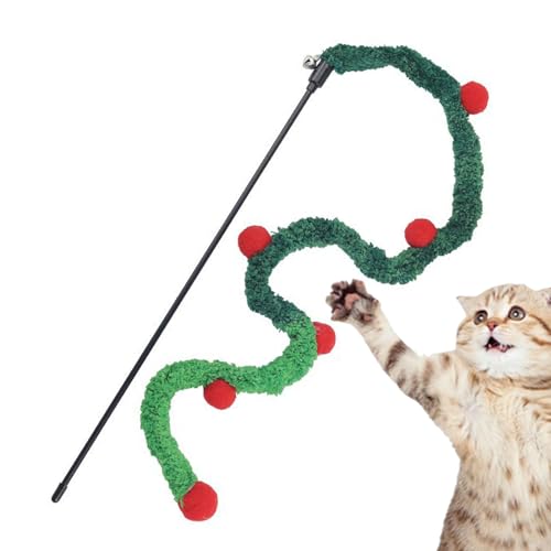 weiting Katzenstab-Spielzeug für Hauskatzen, Weihnachts-Katzenstab-Spielzeug,Haustier-Teaser-Katzenstab-Spielzeug für Hauskatzen | Haustier-Teaser, attraktive Plüsch- und Bunte von weiting