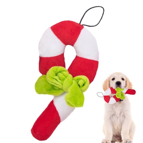 weiting Quietschspielzeug für kleine Hunde - Christmas Cane Candy Interaktives Hundespielzeug - Niedlicher, Nicht stopfender Hausschuh mit weichem Quietscher, reduziert Ablagerungen ohne Bürsten beim von weiting