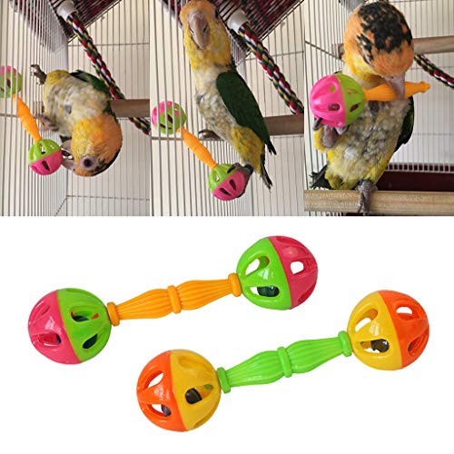 wenjuersty Papageien-Spielzeug für Vögel, Rassel, Kunststoff, doppelköpfige Glocke, 2 Stück von wenjuersty