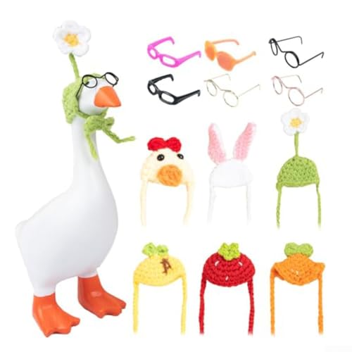 6 Mini-Strickmützen und Sonnenbrillen Set für Schreibtischgans-Outfits, verspieltes Kostümzubehör für Haustierdekoration und Foto-Requisiten 6 Mini-Strickmützen und Sonnenbrillen Set für Schreibtischgans-Outfits, verspieltes Kostümzubehör für Haustierdekoration und Foto-Requisiten von wenyouya