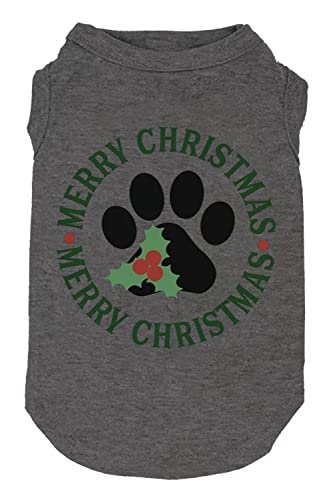 Frohe Weihnachten Shirts für Hund Lustige Grafik Buchstaben Kostüme Hundeweste Kleidung für kleine große Hunde (X-Small, Grau-4) von weokwock