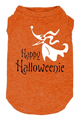 Halloween Hundekleidung Lustiges Kürbis T-Shirt Niedlicher Geist Hund Knochen Druck Shirt Kleine Große Hunde Weste Welpe Herbst Geschenk (Groß, Orange-2) von weokwock