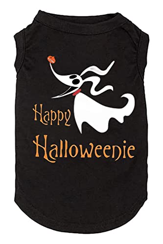 Halloween Hundekleidung Lustiges Kürbis T-Shirt Niedlicher Geist Hund Knochen Druck Shirt Kleine Große Hundeweste Welpe Herbst Geschenk (X-Large, Schwarz-2) von weokwock