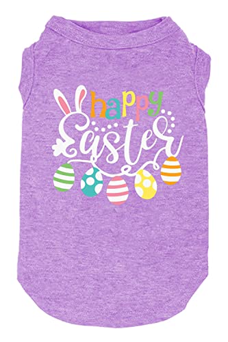 Happy Easter Shirts für Hund Lustige Druckweste für Kleine Mittlere Große Hunde Weiche und Leichte T Shirts Geschenk für Welpen (Large, Lila) von weokwock