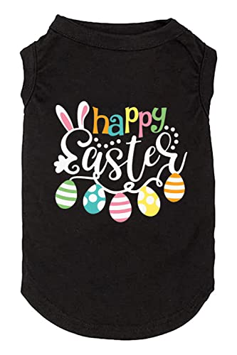 Happy Easter Shirts für Hund Lustige Print Weste für Kleine Mittlere Große Hunde Weiche und Leichte T Shirts Geschenk für Welpen (Groß, Schwarz) von weokwock