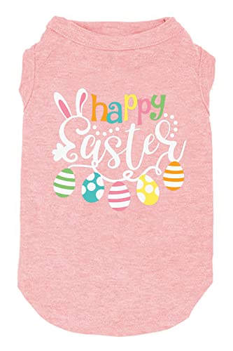 Happy Easter Shirts für Hunde, lustiger Aufdruck, Weste für kleine, mittelgroße und große Hunde, weich und leicht, Geschenk für Welpen, Größe XXL, Rosa von weokwock