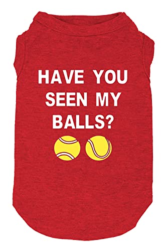 Have You Seen My Ball Dog Lustige Kleidung Shirts Druck Weste für kleine und große Hunde T-Shirts Welpen Bekleidung (Größe L, Rot01) von weokwock