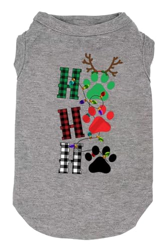 Hund Frohe Weihnachten Kostüme Hund Frohe Shirts Lustige Grafikdruck Weste für kleine große Hunde Geschenk für Welpen Weihnachten (L, Grau-2) von weokwock