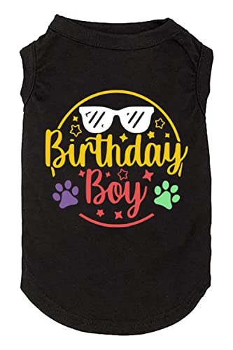 Hund Geburtstagsgeschenk Kleidung Junge Mädchen Geburtstag Shirt für Kleine Große Hund Brithday Weste für Hund Welpenkleidung (1, 2, Medium, Schwarz-1) von weokwock