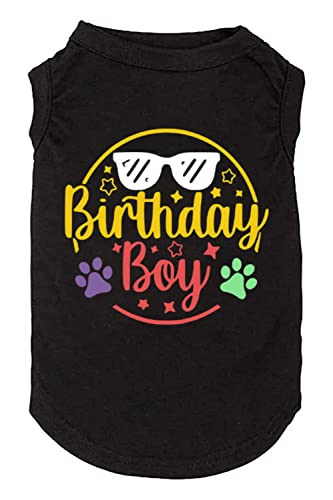 Hund Geburtstagsgeschenk Kleidung Junge Mädchen Geburtstagsshirt für Kleine Große Hund Brithday Weste für Hund Welpenkleidung (1, 2, XS, Schwarz-1) von weokwock