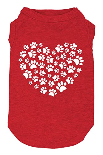 Hunde-Shirts mit Herz-Druck, lustige Grafik, kleine, große Hundekleidung, Welpenweste, Geschenk für Hund, Valentinstag, Bekleidung (Medium, Rot03) von weokwock