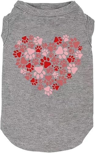 Hunde-Shirts mit Herzmuster, lustige Grafik, für kleine und große Hunde, Geschenk für Hunde, Valentinstagskleidung (XS, Q-Grey01) von weokwock