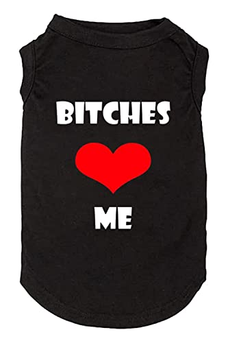 Hundekleidung, Welpen-T-Shirt, weich und leicht, für kleine und große Hunde, mit es Love Me-Slogan Prining Haustierbekleidung (Größe XL, BC-Schwarz01) von weokwock