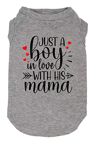 Hundekleidung "Just a Boy in Love with Mama", Haustierbedarf, Weste, klein, mittel, groß, Eltern-Kind-Anzug (Größe S, Grau) von weokwock