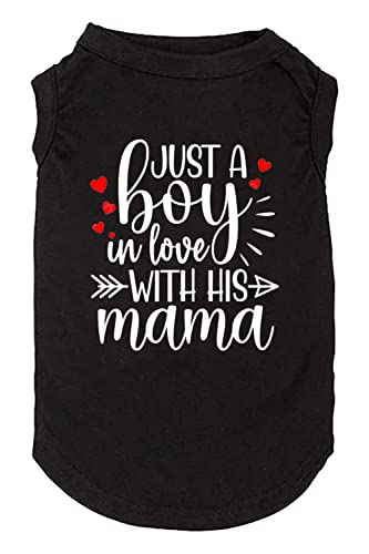 Hundekleidung "Just a Boy in Love with Mama", Haustierbedarf, Weste, kleine, mittelgroße und große Hundebekleidung, Eltern-Kind-Anzug (Medium, Junge-Schwarz) von weokwock