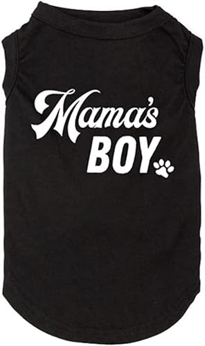 Hundeshirts Buchstabe bedruckte Weste für kleine große Hunde Slogan Kostüm Hund Pyjama Welpe Geschenk Haustier Kleidung Mama's Boy (Small, M-Black) von weokwock