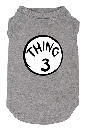 Sport-Fan-Hunde-T-Shirt, Haustierbedarf, lustige Kultur-Shirts, Mark Thing 1 to Thing 3 bedruckte mehrere Hundekleidung, Welpenweste (XS, Grau03) von weokwock