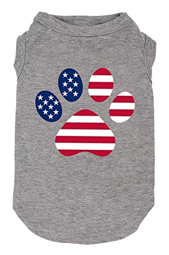 Weokwock Hundeshirt mit amerikanischer Flagge, lustige T-Shirts und Sportweste (Größe M, Grau 02) von weokwock