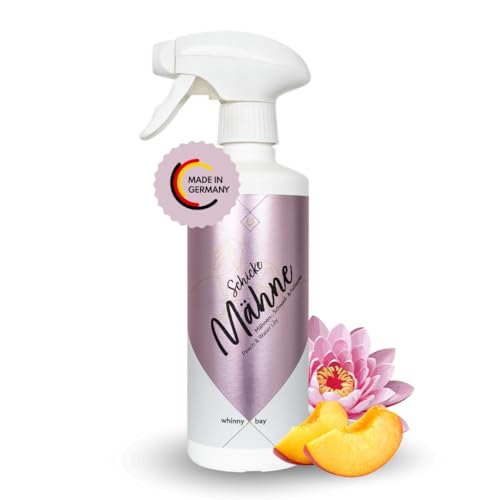 whinny X bay Mähnenspray Schweifspray Schicke Mähne - nachhaltiger Pflegeeffekt, seidiger Glanz & bessere Kämmbarkeit - exotischer Duft Pfirsich & Wasserlilie 500 ml von whinny X bay