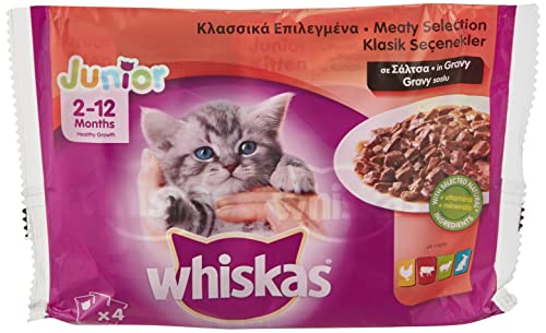 Multipack Nassfutter Whiskas in Junior Cats-Auswahl Gelatine Fleisch (4 Taschen x 100g) von whiskas