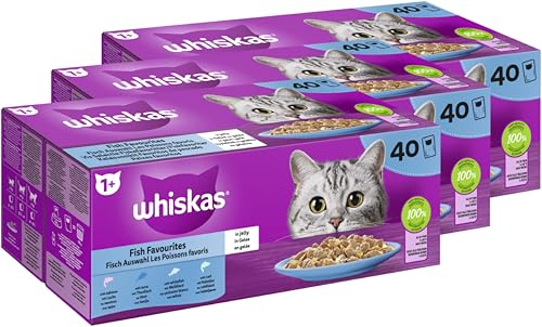 WHISKAS® Portionsbeutel Multipack 1+ Fisch Auswahl in Gelee 3 x 40 x 85g von whiskas