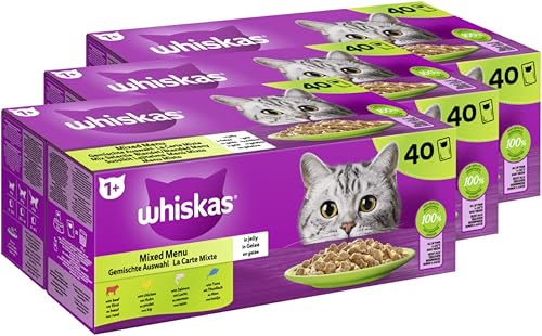 WHISKAS® Portionsbeutel Multipack 1+ Gemischte Auswahl in Gelee 3 x 40 x 85g von whiskas