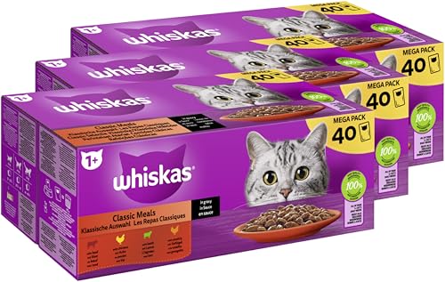 WHISKAS® Portionsbeutel Multipack 1+ Klassische Auswahl in Sauce 3 x 40 x 85g von whiskas