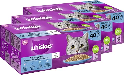 WHISKAS® Portionsbeutel Multipack 7+ Fisch Auswahl in Gelee 3 x 40 x 85g von whiskas