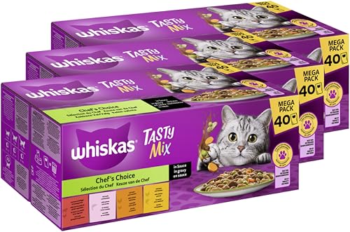 WHISKAS® Portionsbeutel Multipack Tasty Mix Chef's Choice in Sauce 3 x 40 x 85g von whiskas