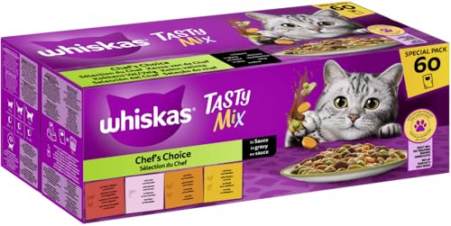 WHISKAS® Tasty Mix Multipack Portionsbeutel Chef's Choice in Sauce 60x85g von whiskas