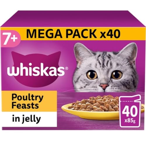WHISKAS - 7+- Senior Katzennassfutter Beutel - 40 x 85g - Geflügel in Gelee - Bulk Katzenfutter Megapack - 40 Beutel WHISKAS - 7+- Senior Katzennassfutter Beutel - 40 x 85g - Geflügel in Gelee - Bulk Katzenfutter Megapack - 40 Beutel von whiskas