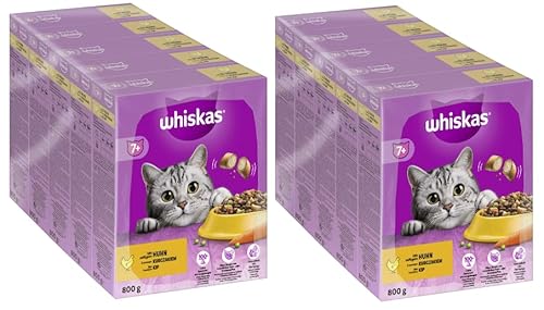 WHISKAS Beutel Katzenfutter Trockenfutter (2x5x800g, Huhn 7+) von whiskas
