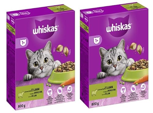 WHISKAS Karton Trocken 1+ Katzenfutter Katzentrockenfutter (2X 800g, Lamm) von whiskas