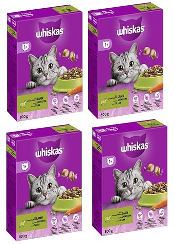 WHISKAS Karton Trocken 1+ Katzenfutter Katzentrockenfutter (4X 800g, Lamm) von whiskas