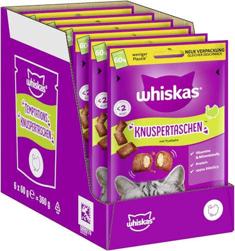 WHISKAS Knuspertaschen Katzensnacks mit Pute 6 x 60g – Knusprige Snacks mit Pute für Katzen WHISKAS Knuspertaschen Katzensnacks mit Pute 6 x 60g – Knusprige Snacks mit Pute für Katzen von whiskas